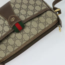 GUCCI GG Supreme Web Sherry Line Bag PVC Beige Gold 001 58 6177 Auth 120727-6