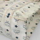 MCM Logogram Vicetos Tote Bag PVC Leather White Gold Auth 120736-9