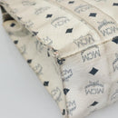 MCM Logogram Vicetos Tote Bag PVC Leather White Gold Auth 120736-14