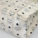 MCM Logogram Vicetos Tote Bag PVC Leather White Gold Auth 120736-15