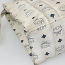 MCM Logogram Vicetos Tote Bag PVC Leather White Gold Auth 120736-16