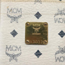 MCM Logogram Vicetos Tote Bag PVC Leather White Gold Auth 120736-12