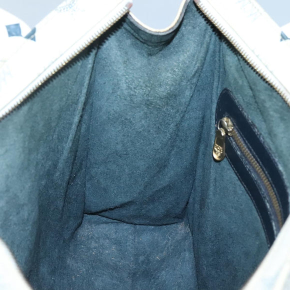 MCM Logogram Vicetos Tote Bag PVC Leather White Gold Auth 120736