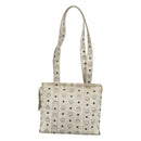 MCM Logogram Vicetos Tote Bag PVC Leather White Gold Auth 120736-2