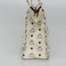 MCM Logogram Vicetos Tote Bag PVC Leather White Gold Auth 120736-3