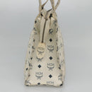 MCM Logogram Vicetos Tote Bag PVC Leather White Gold Auth 120736-4