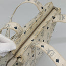 MCM Logogram Vicetos Tote Bag PVC Leather White Gold Auth 120736-6