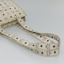 MCM Logogram Vicetos Tote Bag PVC Leather White Gold Auth 120736-7