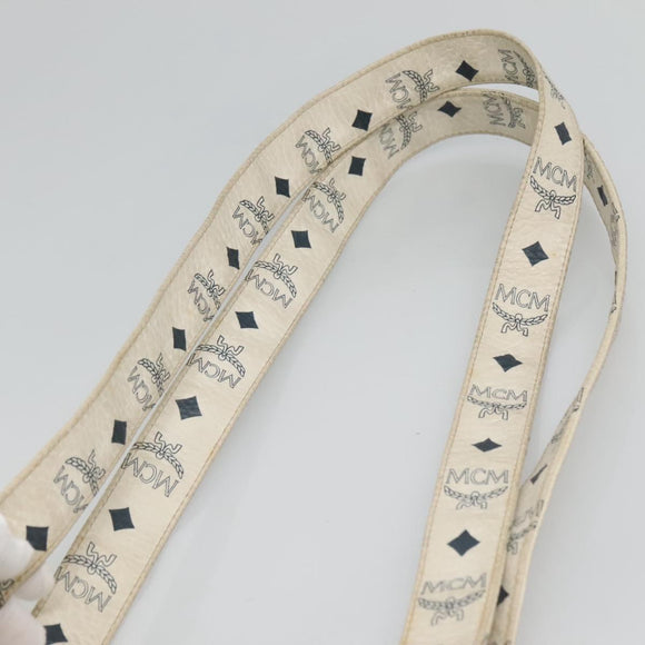 MCM Logogram Vicetos Tote Bag PVC Leather White Gold Auth 120736