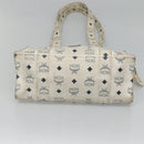 MCM Logogram Vicetos Tote Bag PVC Leather White Gold Auth 120736-5