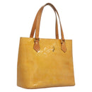 LOUIS VUITTON Monogram Vernis Houston Hand Bag Beige M91004 LV Auth 120738-1