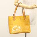 LOUIS VUITTON Monogram Vernis Houston Hand Bag Beige M91004 LV Auth 120738-25