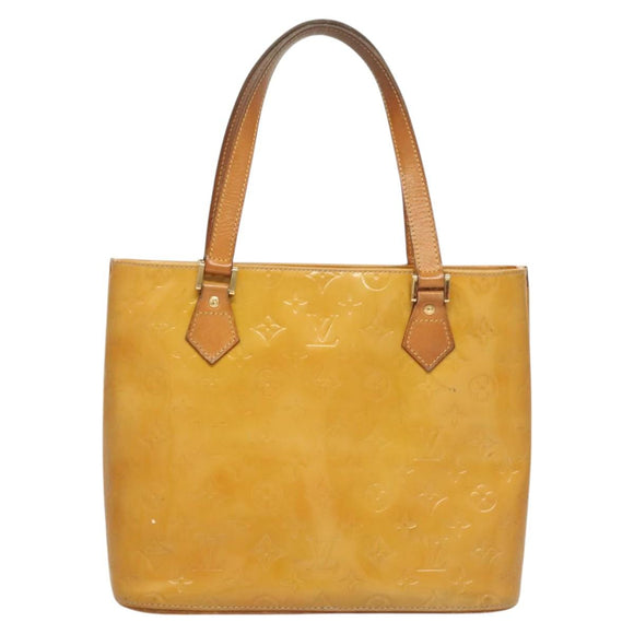 LOUIS VUITTON Monogram Vernis Houston Hand Bag Beige M91004 LV Auth 120738