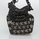 CHANEL Chain Tote Bag Canvas Black CC Auth 120748-4