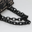 CHANEL Chain Tote Bag Canvas Black CC Auth 120748-7