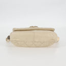 CHANEL Wild Stitch Shoulder Bag Lamb Skin Cream Gold CC Auth 120752-6