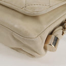 CHANEL Wild Stitch Shoulder Bag Lamb Skin Cream Gold CC Auth 120752-16