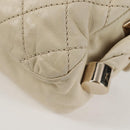 CHANEL Wild Stitch Shoulder Bag Lamb Skin Cream Gold CC Auth 120752-18