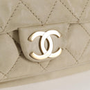 CHANEL Wild Stitch Shoulder Bag Lamb Skin Cream Gold CC Auth 120752-19