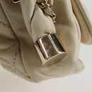 CHANEL Wild Stitch Shoulder Bag Lamb Skin Cream Gold CC Auth 120752-20