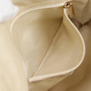 CHANEL Wild Stitch Shoulder Bag Lamb Skin Cream Gold CC Auth 120752-28