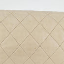 CHANEL Wild Stitch Shoulder Bag Lamb Skin Cream Gold CC Auth 120752-3