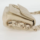 CHANEL Wild Stitch Shoulder Bag Lamb Skin Cream Gold CC Auth 120752-5