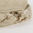 CHANEL Wild Stitch Shoulder Bag Lamb Skin Cream Gold CC Auth 120752-13