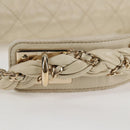 CHANEL Wild Stitch Shoulder Bag Lamb Skin Cream Gold CC Auth 120752-14
