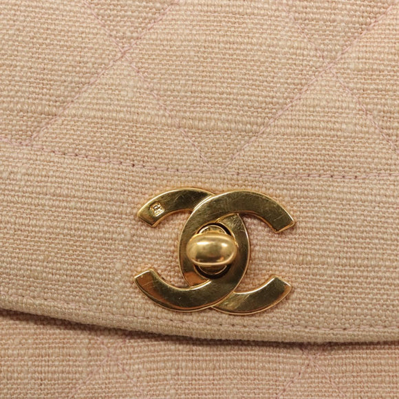 CHANEL Matelasse Chain Diana Shoulder Bag Canvas Pink CC Auth 120753