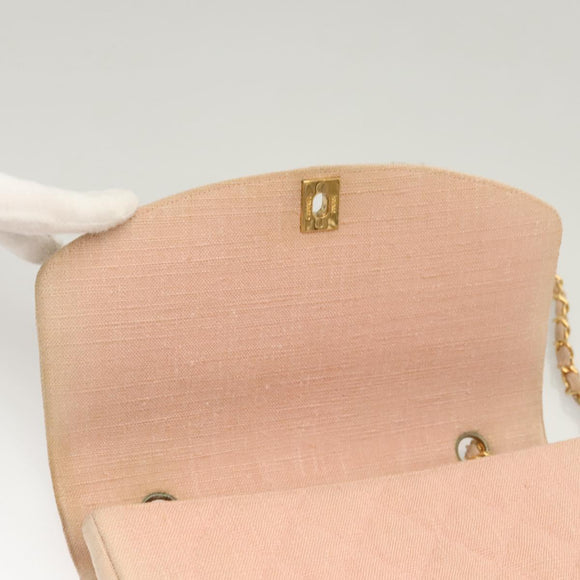 CHANEL Matelassé Chain Diana Schultertasche Canvas Pink CC Auth 120753A