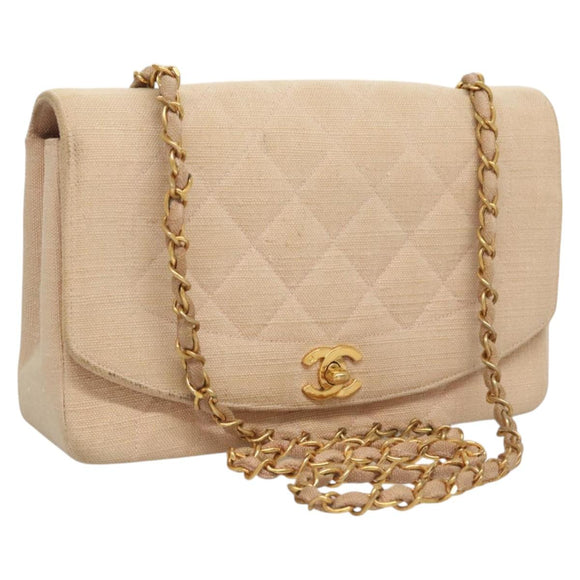 CHANEL Matelassé Chain Diana Schultertasche Canvas Pink CC Auth 120753A