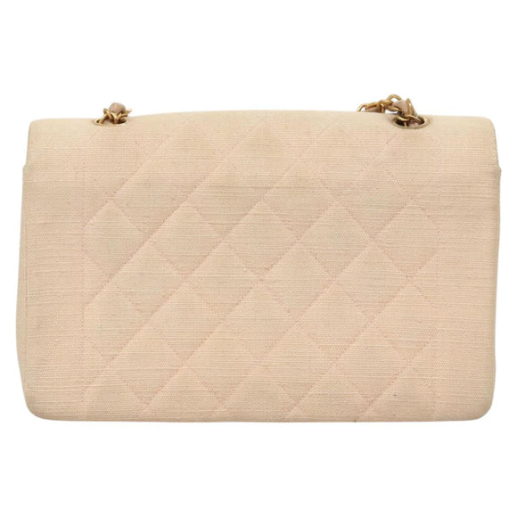 CHANEL Matelasse Chain Diana Shoulder Bag Canvas Pink CC Auth 120753