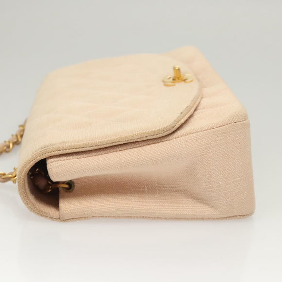 CHANEL Matelassé Chain Diana Schultertasche Canvas Pink CC Auth 120753A