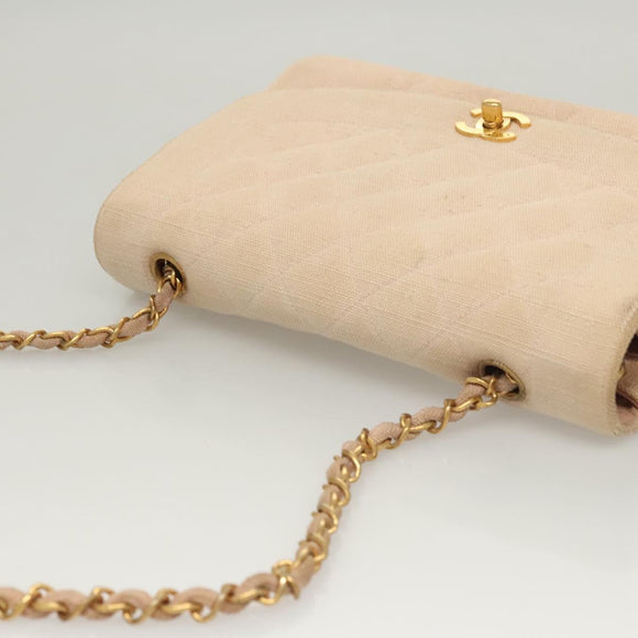 CHANEL Matelassé Chain Diana Schultertasche Canvas Pink CC Auth 120753A