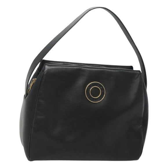 CELINE Handtas Leer Zwart Goud Auth 120782