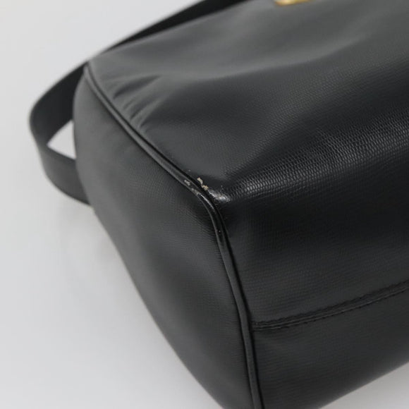 CELINE Handtas Leer Zwart Goud Auth 120782