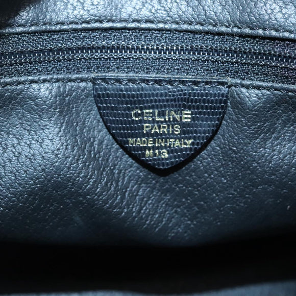 CELINE Handtas Leer Zwart Goud Auth 120782