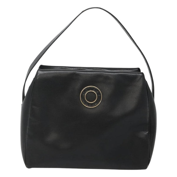CELINE Handtas Leer Zwart Goud Auth 120782