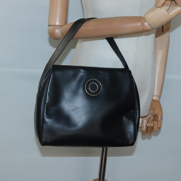 CELINE Handtas Leer Zwart Goud Auth 120782