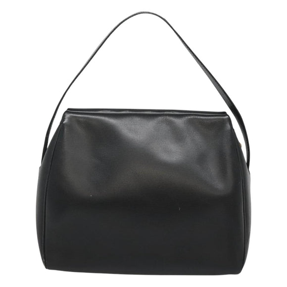 CELINE Handtas Leer Zwart Goud Auth 120782