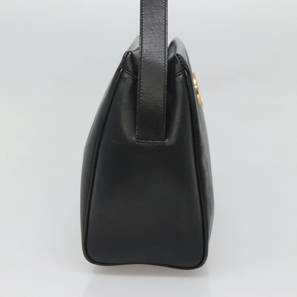 CELINE Handtas Leer Zwart Goud Auth 120782