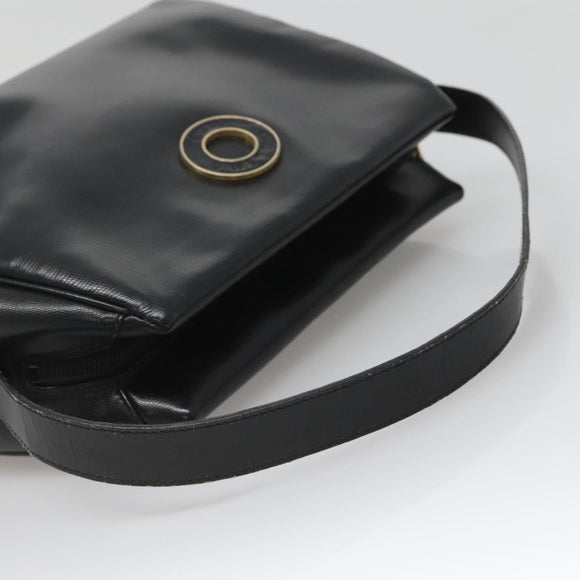 CELINE Handtas Leer Zwart Goud Auth 120782