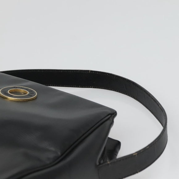 CELINE Handtas Leer Zwart Goud Auth 120782