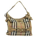 BURBERRY Nova Check Shoulder Bag Canvas Beige Gold Auth 120793-1