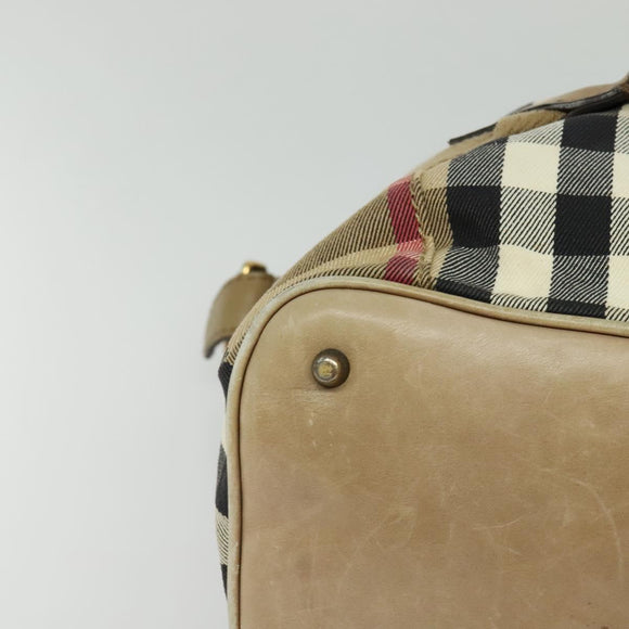 BURBERRY Nova Check Shoulder Bag Canvas Beige Gold Auth 120793