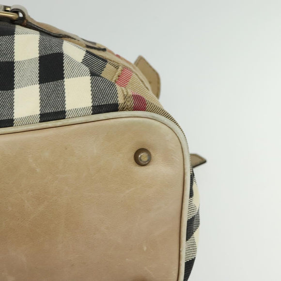 BURBERRY Nova Check Shoulder Bag Canvas Beige Gold Auth 120793