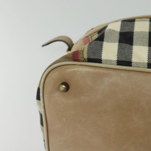 BURBERRY Nova Check Shoulder Bag Canvas Beige Gold Auth 120793