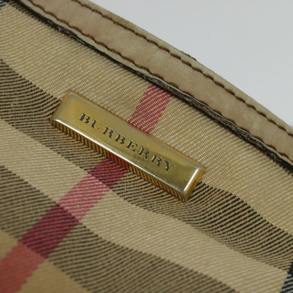 BURBERRY Nova Check Shoulder Bag Canvas Beige Gold Auth 120793