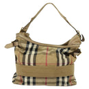BURBERRY Nova Check Shoulder Bag Canvas Beige Gold Auth 120793-2